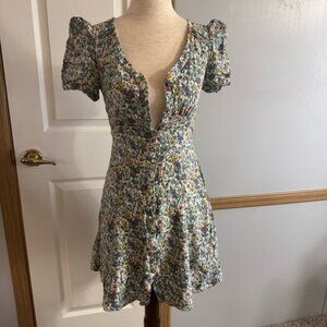 NAF NAF Cute Green Floral Fit and Flare Dress Size EU 34